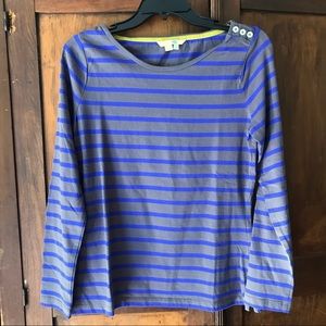 Boden Breton Striped Top Long Sleeve Button WL669